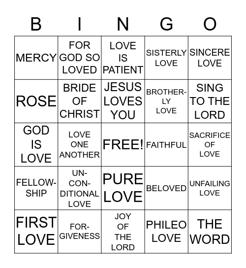 JESUS LOVES ME Bingo Card