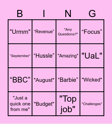 Jemison CCU Bingo Card