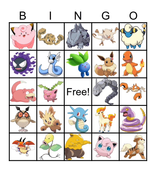 Pokemon Bingo Card