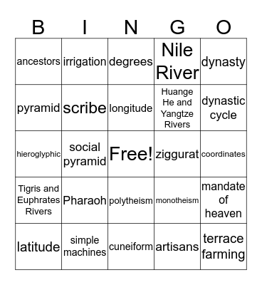 Social Studies Review Bingo Card