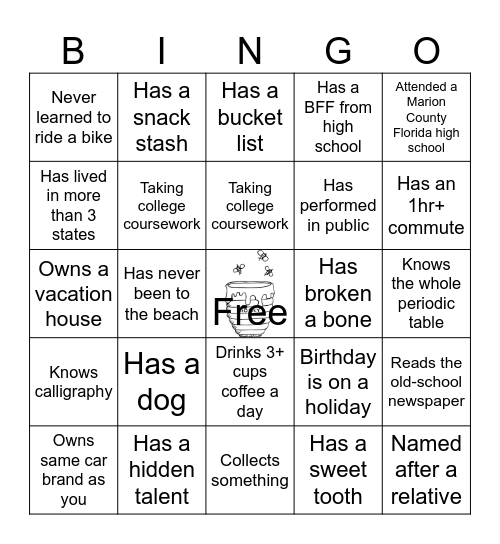 MHW Sticks Together Bingo Card