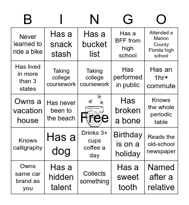 MHW Sticks Together Bingo Card