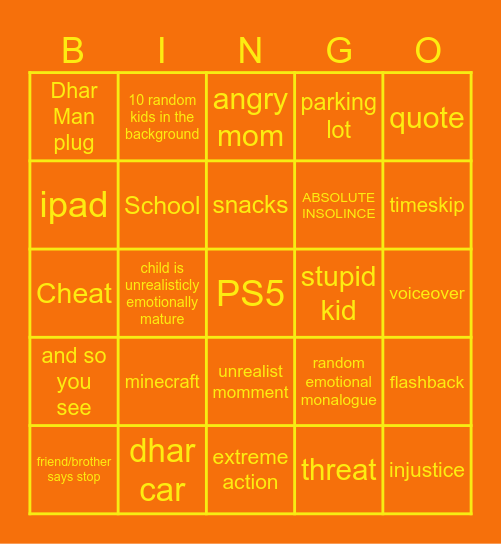 DharMan Bingo Card