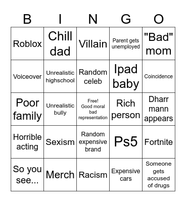 Dharr Mann Bingo Card