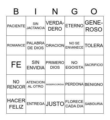 BODAS Bingo Card