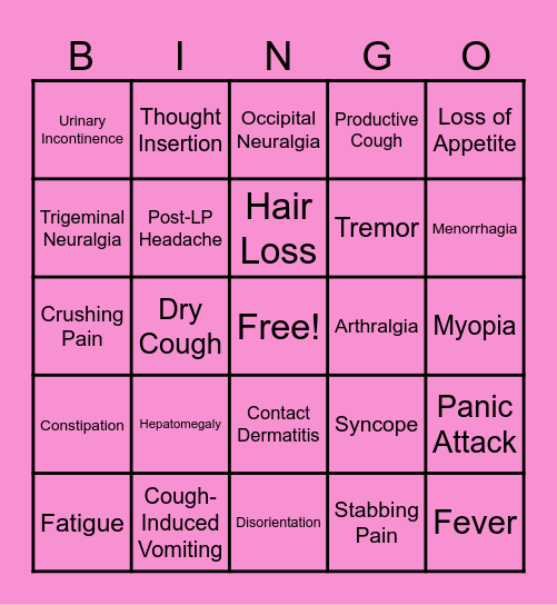 Iris's COVID Adventure! Bingo Card