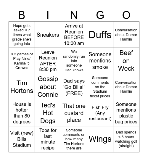 Buffalo Buzzword Bingo Card