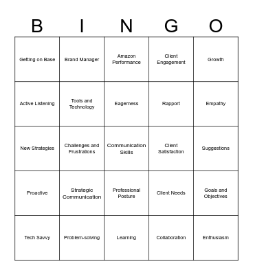MY AMAZON GUY Bingo Card