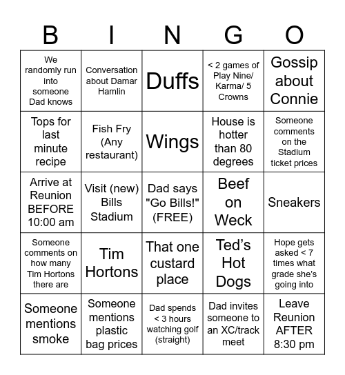 Buffalo Buzzword Bingo Card