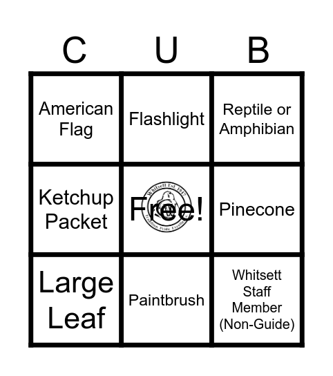 Cub Scout Scavenger Hunt Bingo Card