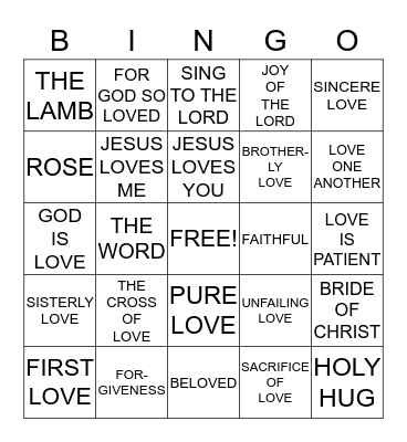 JESUS LOVES ME Bingo Card