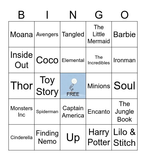 Disney/ Pixar Bingo Card