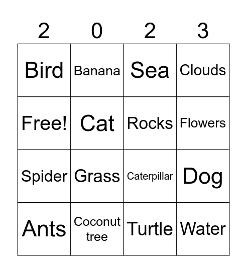 Nature Bingo Card