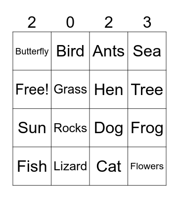 Nature Bingo Card