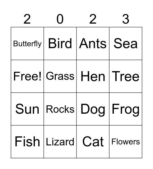 Nature Bingo Card