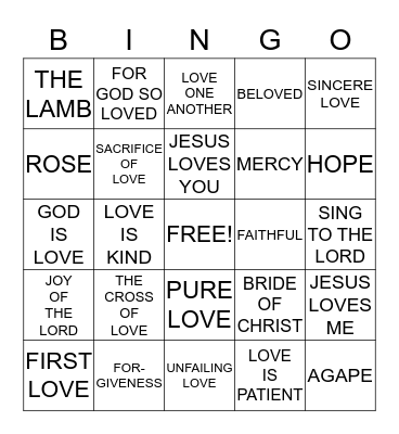 JESUS LOVES ME Bingo Card