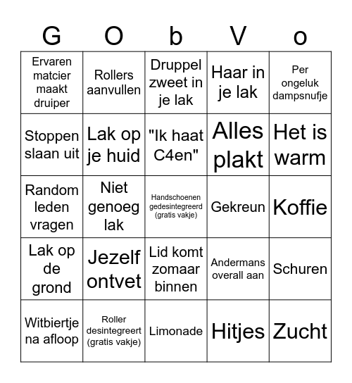 MatCie GO Bingo Card