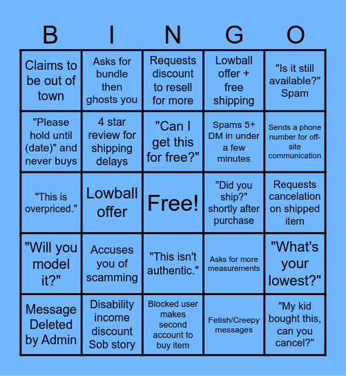 Mercari Bingo Card