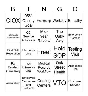 TEAM GLANTON BINGO Card