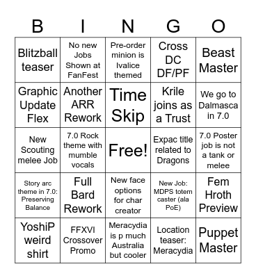 NA FanFest 2023 Bingo Card