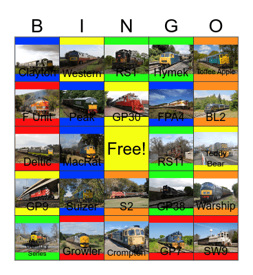 Diesel Excursion Railroads Bingo Card