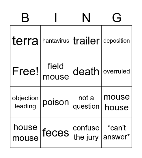 House of Mouse Bingo Card