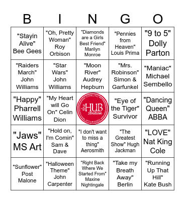 Hits from the Movies Bingo Card