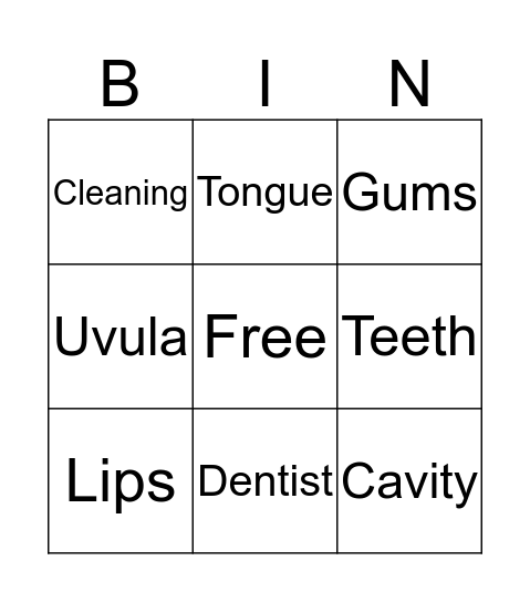 Dental Month Bingo Card