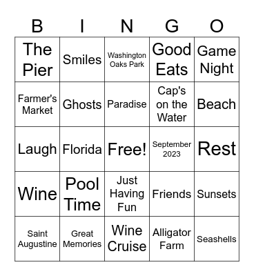 4th Annual Beer Itch Trip Bingo Card