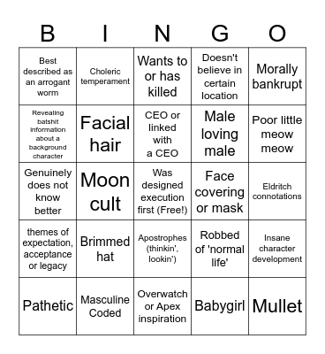 Skit character bingo Card