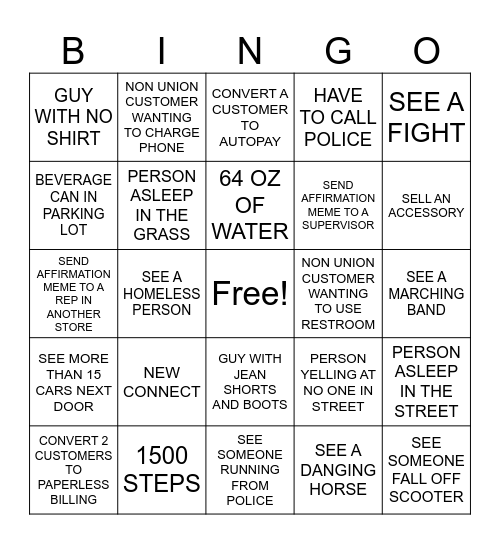 CFD Bingo Card