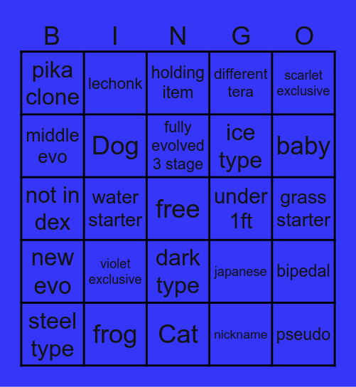 pokemon scarlet/violet bingo Card