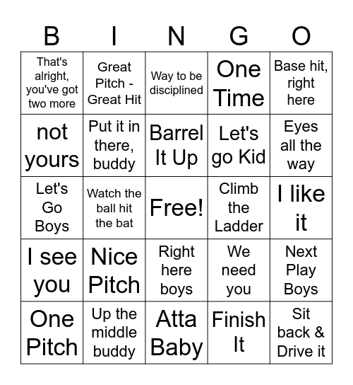 Gladiator Bingo Card