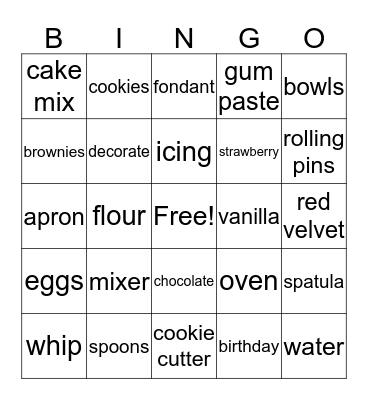 Treauna's 12th Baking Bash Bingo Card
