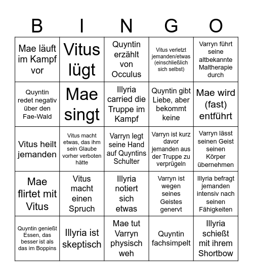 B.A.D. Episode 12 Bingo Card