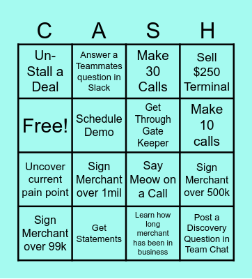 Commerce Sales Bingo Card