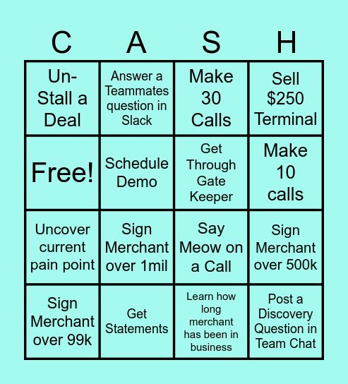 Commerce Sales Bingo Card