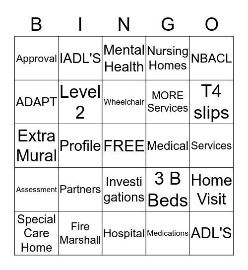 Adult Services Bingo Card