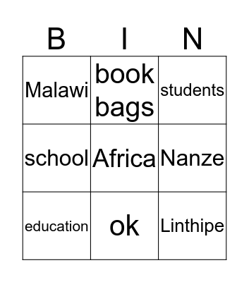 NANZE Bingo Card