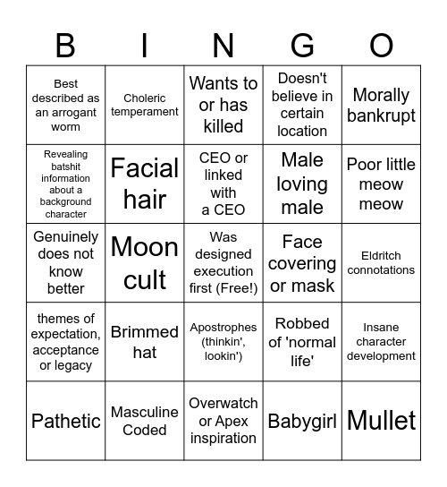 Skit character bingo Card