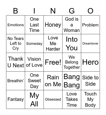 MARIAH VS ARIANA Bingo Card