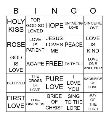 JESUS LOVES ME Bingo Card