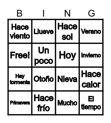 El Tiempo Bingo Card