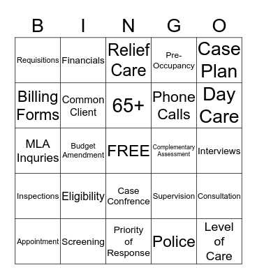 Adult Services Bingo Card