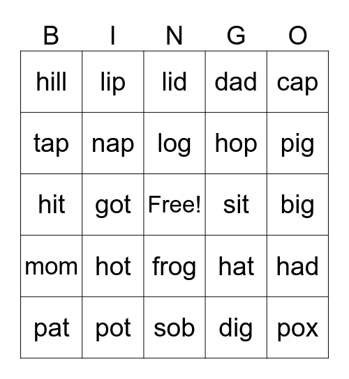 Denmark Phonics Bingo Card
