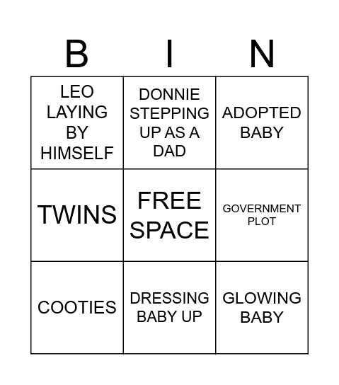 VERONA BABY BINGO Card