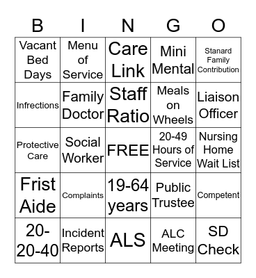Adult Services Bingo Card