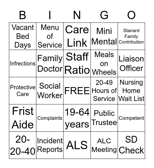 Adult Services Bingo Card