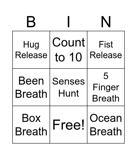 Grounding Bingo Card