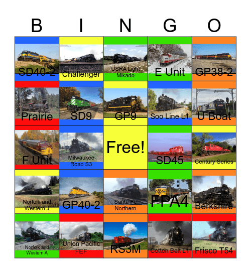 Various Railroads of the Midwest Bingo Card
